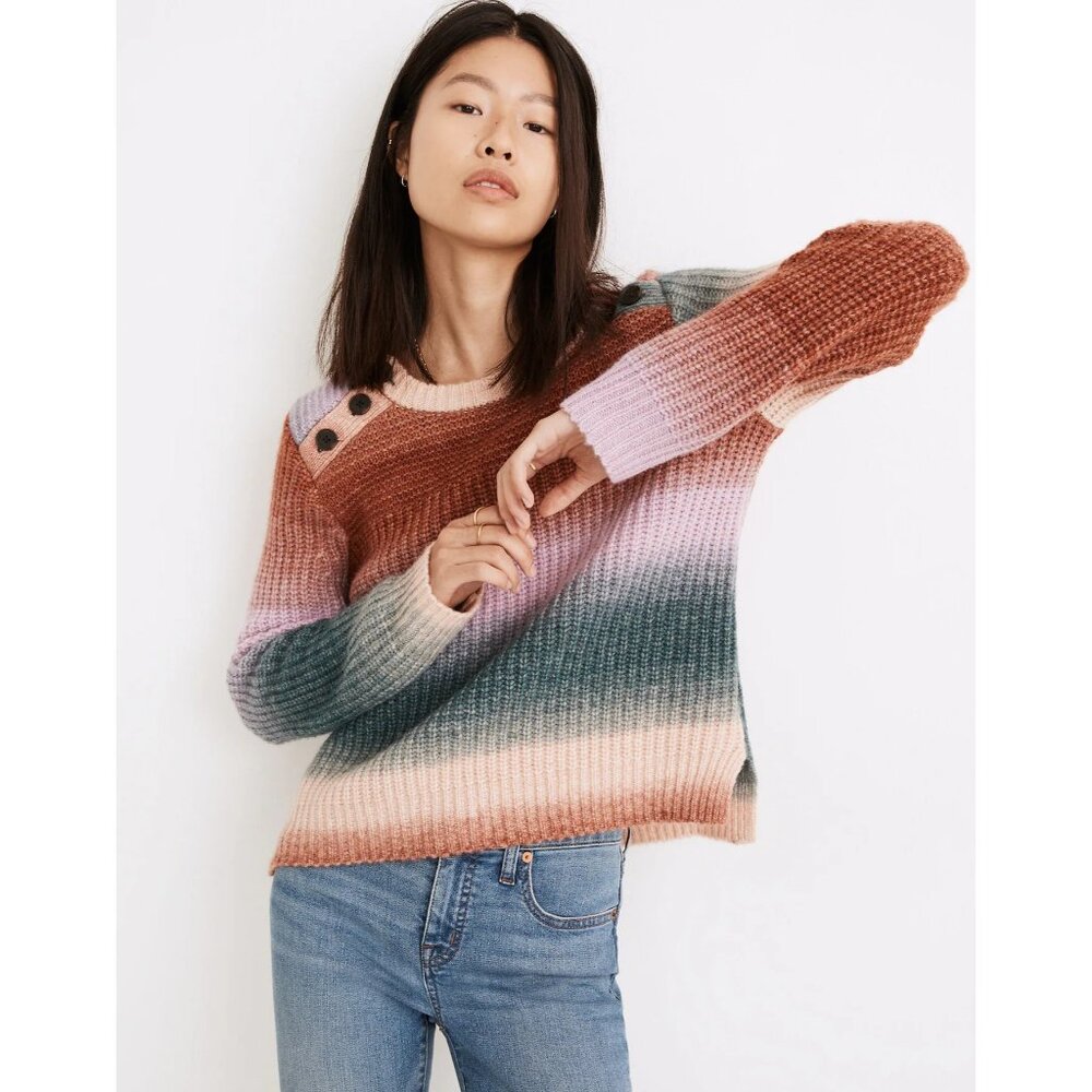 Madewell Women's Space Dyed Button Shoulder NB392 Wool Alpaca Sweater Size XS